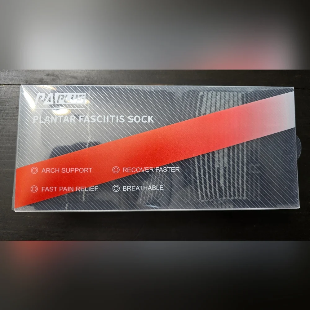 PA Plus Plantar Fascitis Socks Pack Of 6  Size LARGE Black Unisex NEW & USED